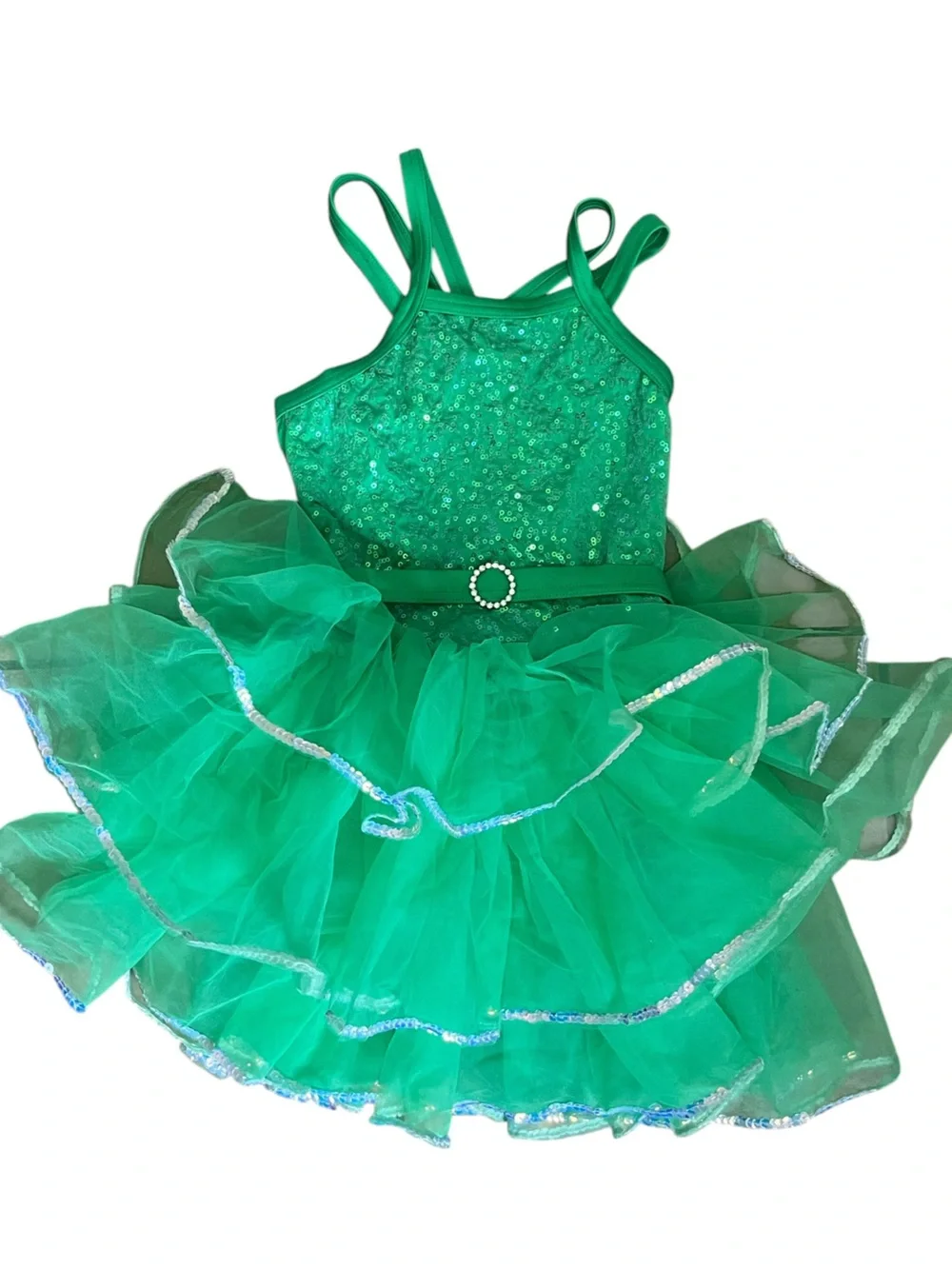 Weissman Girl’s Emerald Green Sequin Tulle Pageant Halloween Dance Costume Sz S